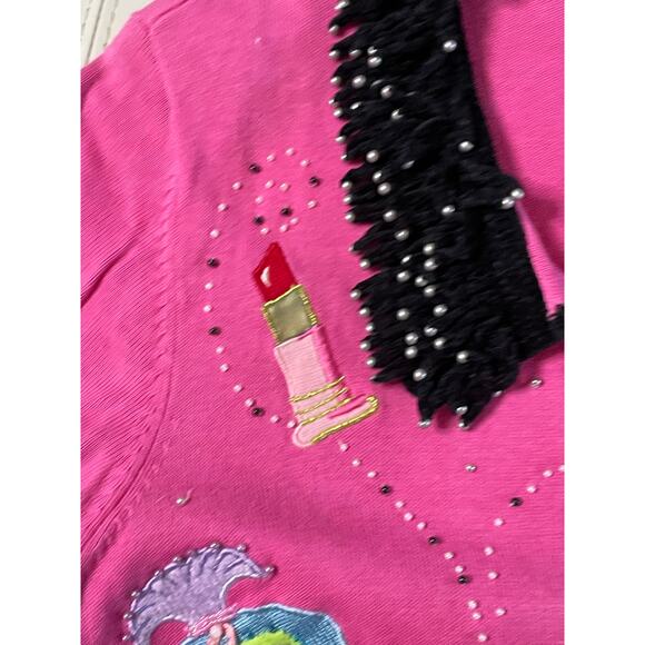 Jack B Quick 90s Pink Perfume Knit Cardigan size Medium - Picture 6 of 16